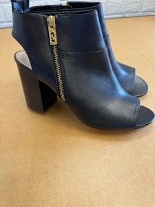 Cole Haan Zula Women's 9.5 BSandals Black Peep Toe Bootie Caged Leather Zip Heel - Picture 1 of 9