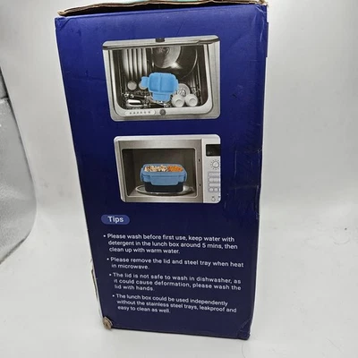 Contenedor de caja Bento de doble capa Freshmage para almuerzo, rosa verde y azul Foto 1 de 2