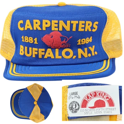 Sombrero BUFFALO Carpenters Union Vintage Snapback Truckers 1881-1984 De Colección Malla Años 80 Foto 1 de 4