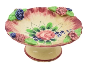 VINTAGE PORCELAIN FOOTED CANDY DISH MADE IN JAPAN - Picture 1 of 8