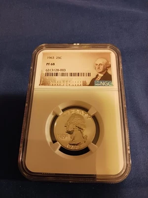 1963 SILVER NGC PF68 QUARTER  - Image 1 of 2