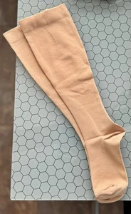 2 PAIR Beige Knee-High Medical Compression Socks Circulation Support Unisex NEW - Picture 1 of 2