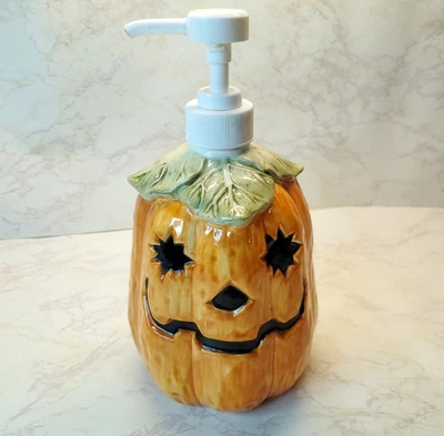 Dispensador de jabón bomba manual calabaza | Cerámica decoración baño otoño acción de gracias Foto 1 de 4