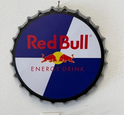 Red Bull Energy Drink 14" Metal Bottle Cap Wall Art Bar Mancave Decor - Image 1 of 2