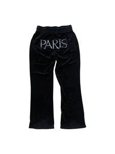 Paris Hilton Track Pants Sweatpants Velour Velvet Y2K Black Women's Size Medium - Picture 1 of 4