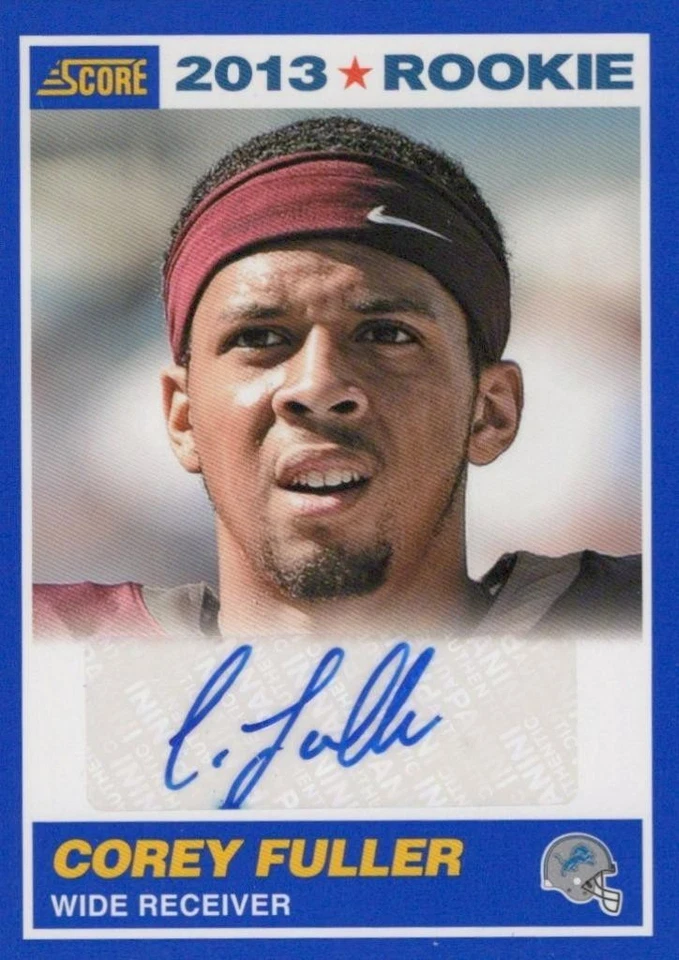 2013 Score Rookie Signatures Blue #352 Corey Fuller Detroit Lions - Image 1 of 1