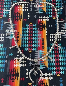 Collar de plata de ley con cuentas de flor de calabaza Naja de ónix negro - Imagen 1 de 13