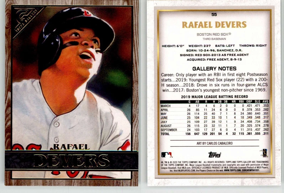 Rafael Devers 2020 Topps Gallery Wood Border #55 Red Sox - Image 1 of 1