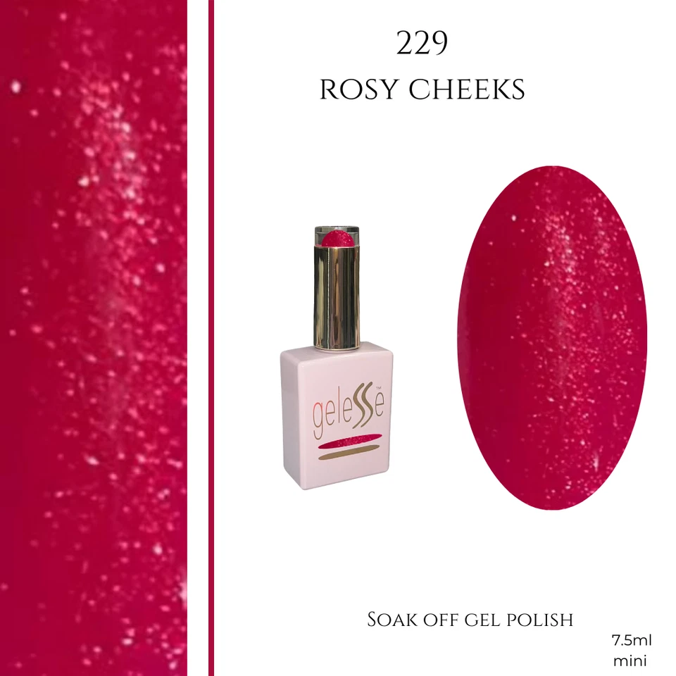 ROSY CHEEKS geleSSe gel nail polish red shimmer nails FREE fast post