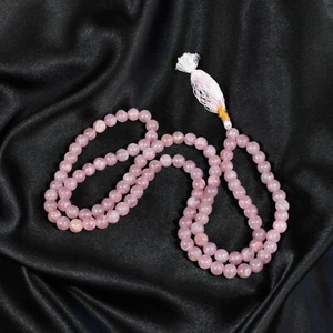 ROSENQUARZ 108 + 1 GEBETSPERLEN / JAPA MALA. MEDITATIONSMANTRA / 8 MM 16' Zoll - Bild 1 von 8