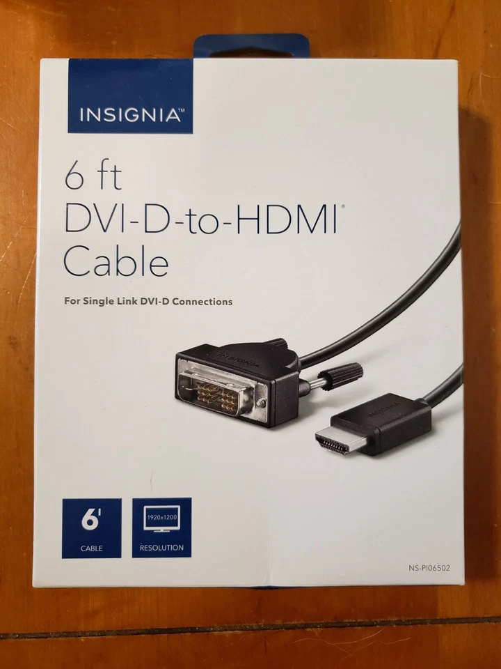 INSIGNIA 6FT DVI-D-TO-HDMI CABLE (600603166778) BRAND NEW IN THE BOX ON SALE - Image 1 of 1