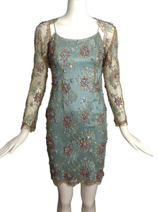 FE ZANDI- 2005 Beaded Lace Cocktail Jacket & Dress, Size 4 - Picture 1 of 8