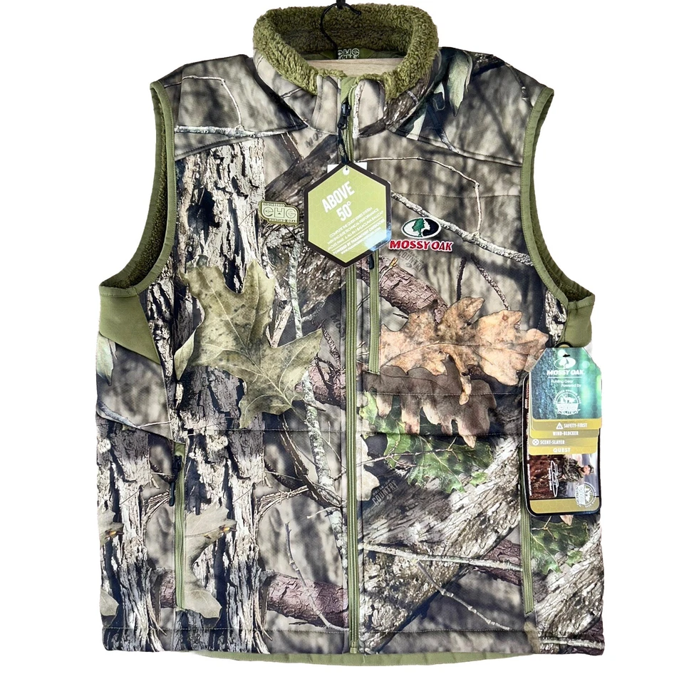 Mens Mossy Oak Elite Engineered Hunting Gear Vest Sz L NWT Fleece Lined - Image 1 of 4