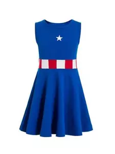 Nuevo Disfraz Vestido Conjunto Niña 8 Años Capitán América Super Héroe Niño - Imagen 1 de 1