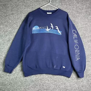 Vintage LEE San Francisco California Crewneck Sweatshirt XL Blue Pullover - Picture 1 of 8