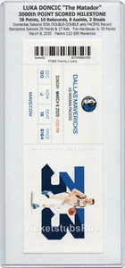 Boleto completo 3/8 de Luka Doncic 3000º punto anotado hito 2020 Mavericks Pacers - Imagen 1 de 12