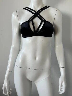 Blue Life Criss Cross Black Bikini Top Size Small - Image 1 of 3