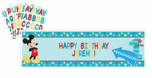 1st Birthday Mickey Mouse Giant Personalized Happy Birthday Banner - Picture 1 of 6