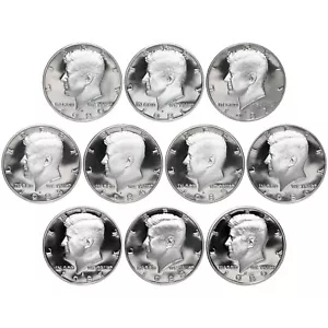 1980-1989 S Juego Completo Kennedy Medio Dólar Gema Prueba Funcionamiento 10 Monedas EE. UU. Como Nuevo - Imagen 1 de 3