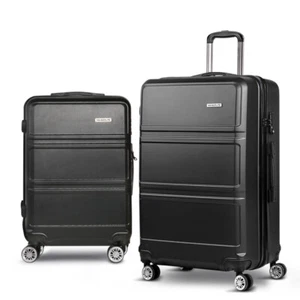 Wanderlite 28" Luggage Trolley Travel Suitcase Set TSA Lock Hard Case Black - Picture 1 of 8