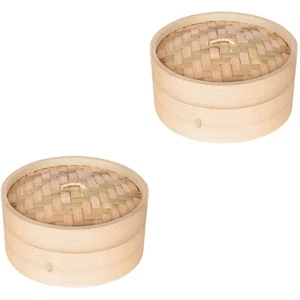 2 Sets Dampfkörbchen Aus Bambus Mini-Reiskocher Bindestrich Dampfer - Bild 1 von 12