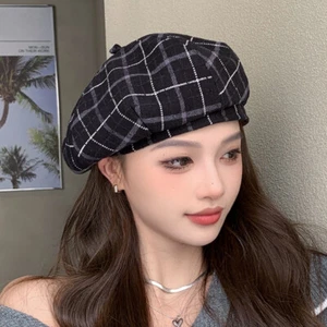 Lady French Beret Hat Beanie Cap Plaid Retro Casual Classic Vintage Fashion Cute - Picture 1 of 16