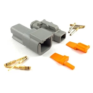 Deutsch DTM 2-Pin Connector Kit 24-20 AWG Gold Solid Contacts DTM04-2P+DTM06-2S - Picture 1 of 2