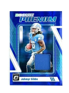 2023 Donruss Optic Jahmyr Gibbs Rookie Phenom Patch Blue Hyper Prizm Color Match - Picture 1 of 2