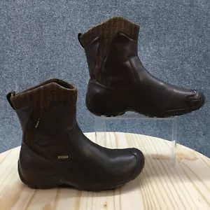 Merrell Waterproof Boots Womens 7.5 Forecast Brown Leather Pull On Round Vibram - Picture 1 of 20