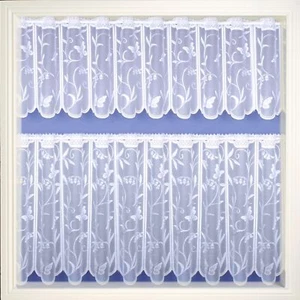 Hawaii Dainty Butterfly White Lace Window Cafe Net Curtain by the Metre 2 Drops - Picture 1 of 2