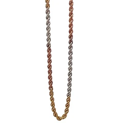 18K Tri-Tone Gold Chain Bracelet – Unisex Jewelry Gift Made from Italy - Image 1 of 4