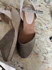 M&S Wide Gold And Silver Thread Espadrille Wedge Sandals Size 9 Bnwot Vegan