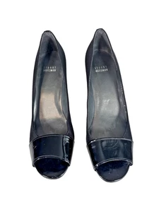 Stuart Weitzman 9M schwarz Lack Peeptoe Pumps Slipper Absatz Spanien elegant - Bild 1 von 12
