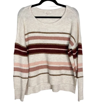 Nuevo Suéter Skies Are Blue XSmall XS Crema Rojo Rosa Acogedor a Rayas Cuello Redondo Foto 1 de 4