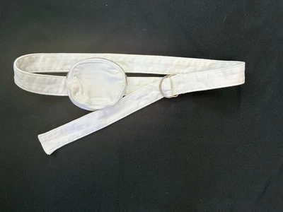 "Bolso de cinturón de algodón blanco vintage riñonera cremallera Y2K anillo en D ajustable 48""" Foto 1 de 4