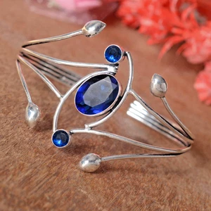 Dark Blue Tanzanite Gemstone 925 Sterling Silver Bracelet For Birthday Present - Picture 1 of 9