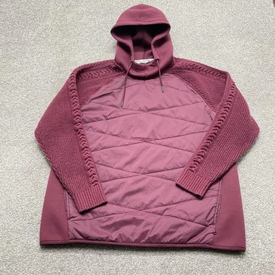 Kari Traa 毛衣女式 XL Plum 连帽绗缝前针织袖套衫保暖 — 第 1/4 张图片