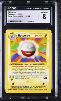CGC 8 Electrode 1999 Base Set 1st Edition 21/102 Pokemon Card - Image 1 of 2