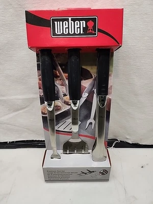 WOW! New Weber 7797 Premium Tool Set BBQ Grill 3-Piece Stainless Steel Utensil  - Image 1 of 4