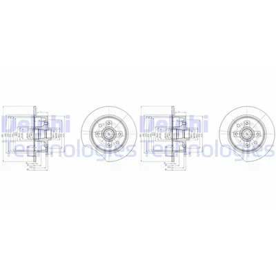 2X DELPHI DISCOS DE FRENO 261mm SÓLIDOS TRASEROS APTOS PARA OPEL ASCONA CALIBRA - Imagen 1 de 2
