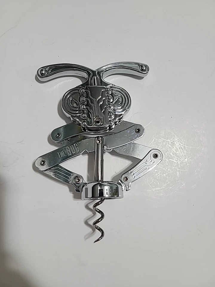 Sacacorchos cromado vintage The Bug abridor de botellas de vino mantis plateado entretenimiento  Foto 1 de 4