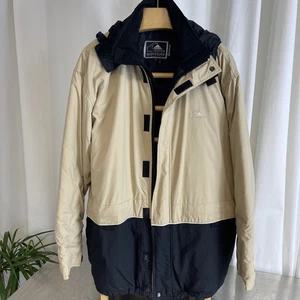 Vintage Quicksilver Jacket With Hood UK Medium Snowboarding Winter Cream Black - Picture 1 of 12