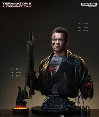 2026 Queen Studios QS 1/1 Terminator T-800 Bust Polystone Statue 3.0 Pre-order - Image 1 of 4