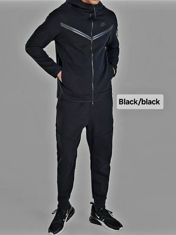 Nike Black tech fleece sweatsuit / Black/white/black/black  (S to 3x )  - Image 1 of 4