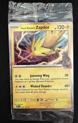 Team Rocket's Zapdos EB GAMES Exclusive SEALED 070/182 Holo Promo Pokemon Card - Image 1 of 3
