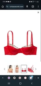 NEW 54$ Victoria's Secret Logo Embroidery sheer lined Balconette Bra 32 (DDD) F - Picture 1 of 8