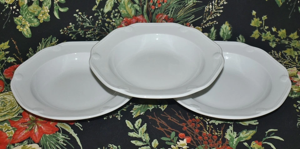 Pillivuyt France Set Of 3 Eclectique Light Gray Rimmed 8.5" Soup / Pasta Bowls - Image 1 of 4