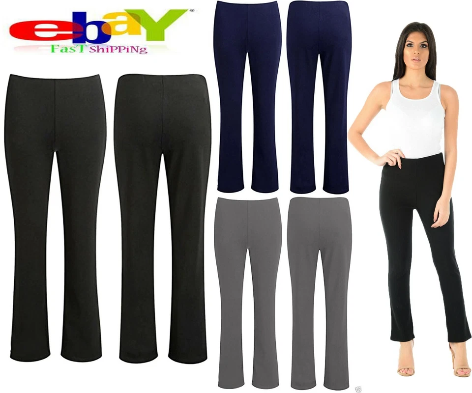 Mujeres Damas Enfermera Bootleg Corte Bota Elástico Pantalones Finamente Acanalados Pantalones de Trabajo Foto 1 de 1