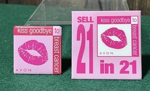 Avon Kiss Goodbye To Breast Cancer Pin Pinback Button & Sell 21 In 21 Button - Picture 1 of 3