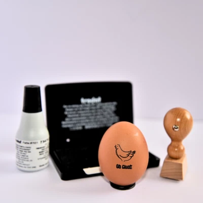 Personalised egg marking stamp kit, Chicken egg stamp, farm name, logo, food ink